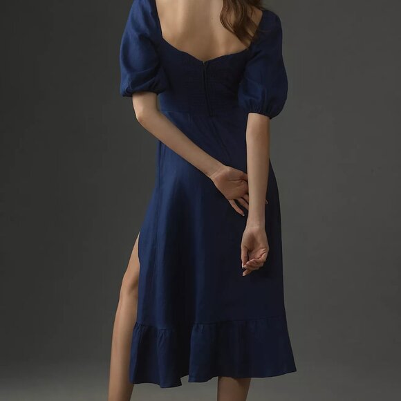 Reformation “Belgium” Linen Maxi Dress – Navy - Picture 2 of 9